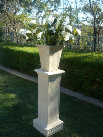 ROMAN PEDESTALS WITH URN AND ROSES